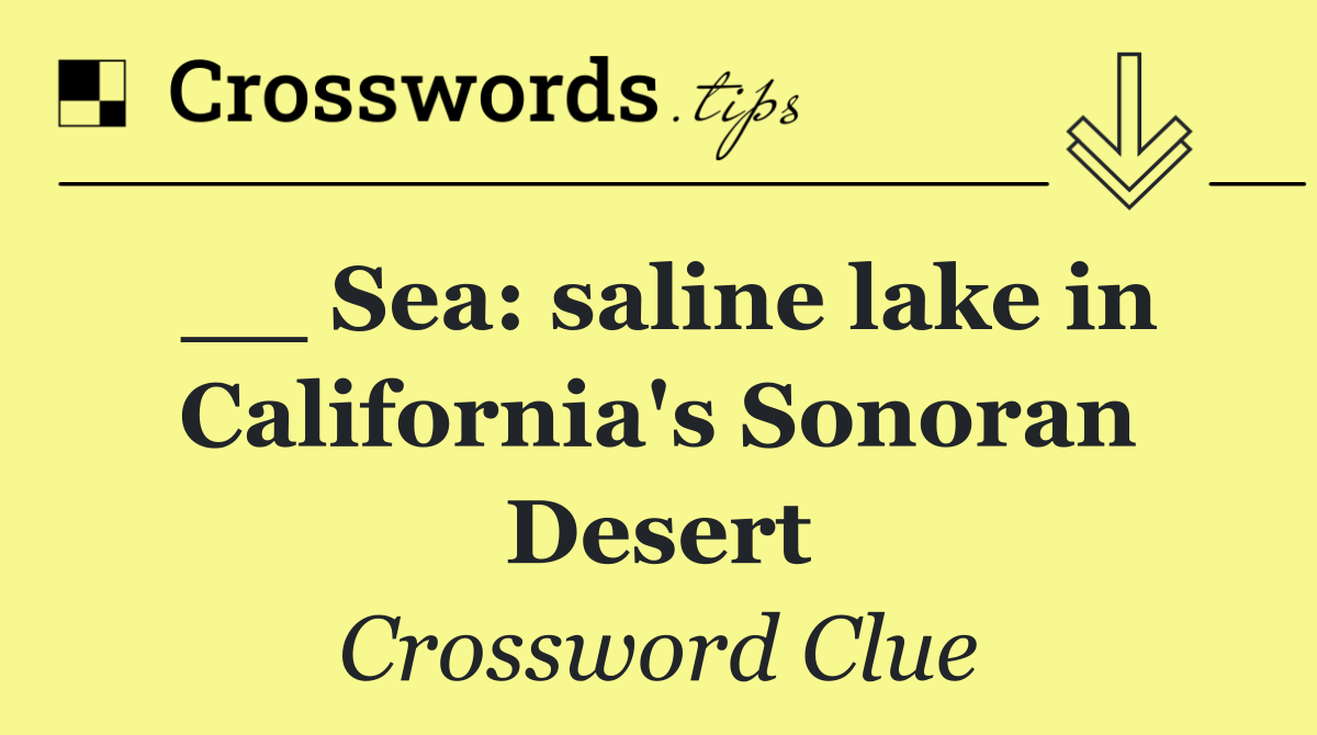 __ Sea: saline lake in California's Sonoran Desert