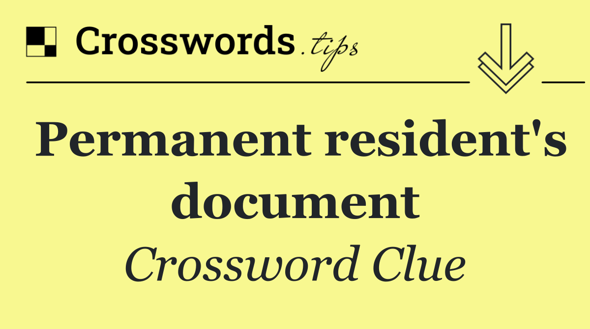 Permanent resident's document