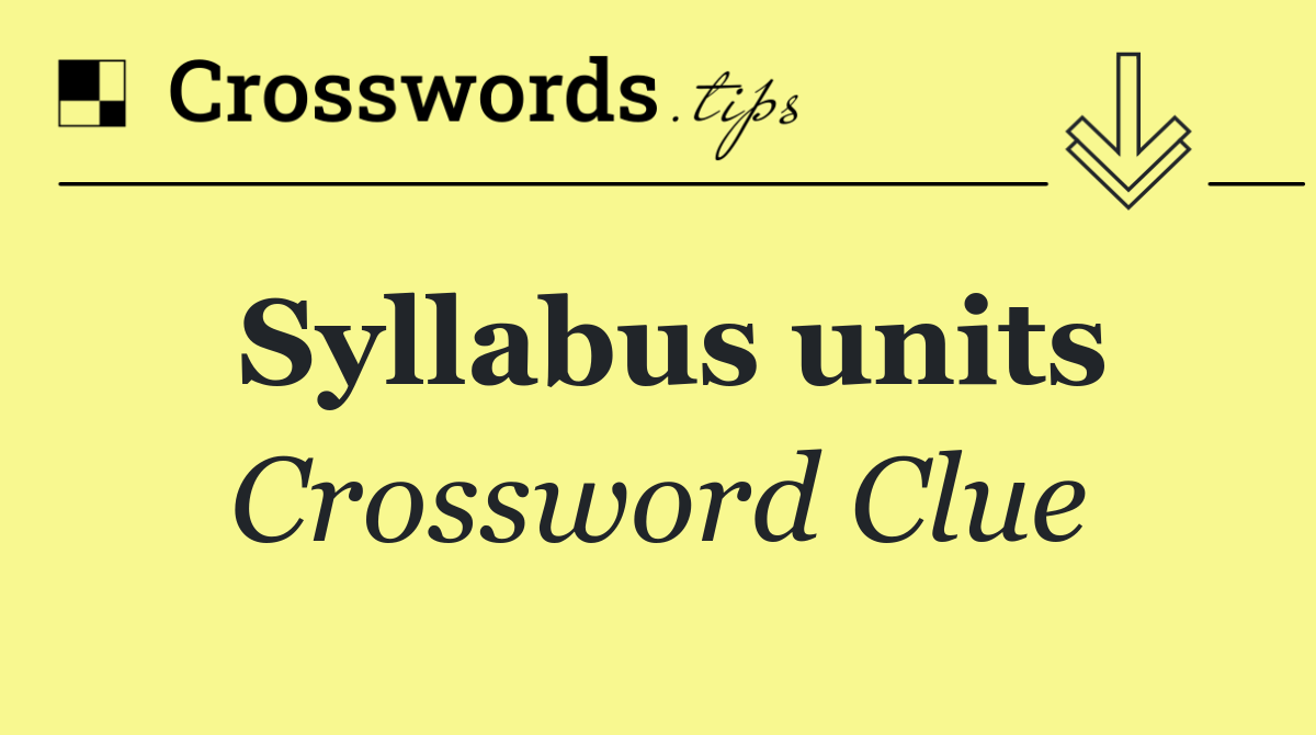 Syllabus units