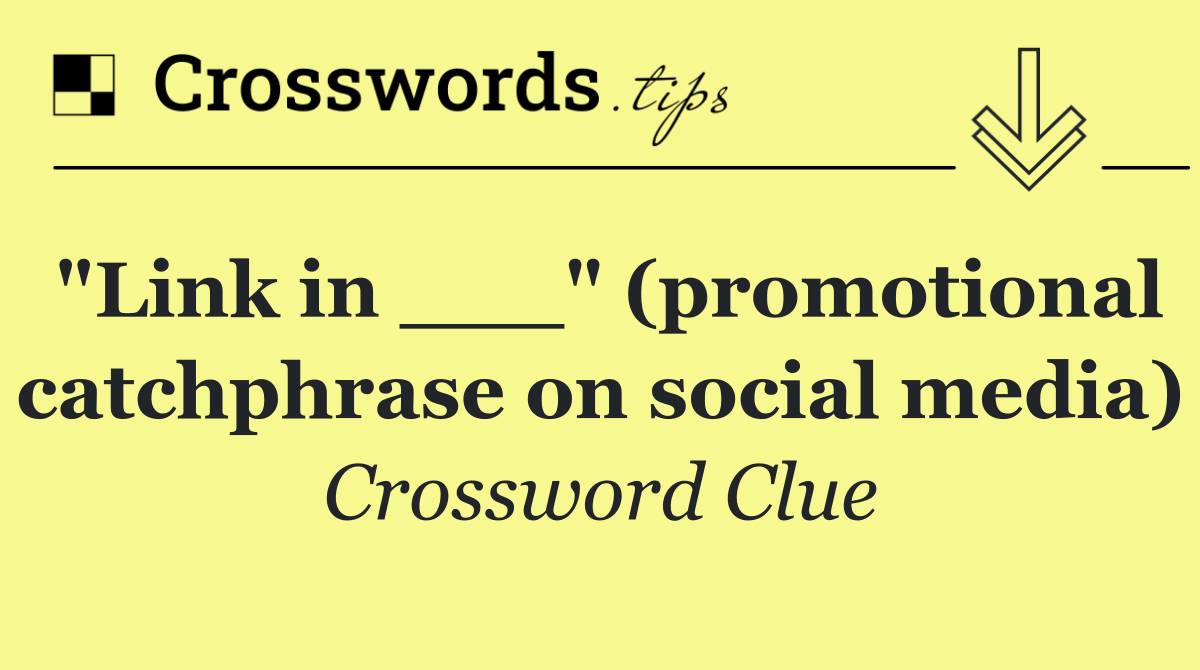 "Link in ___" (promotional catchphrase on social media)