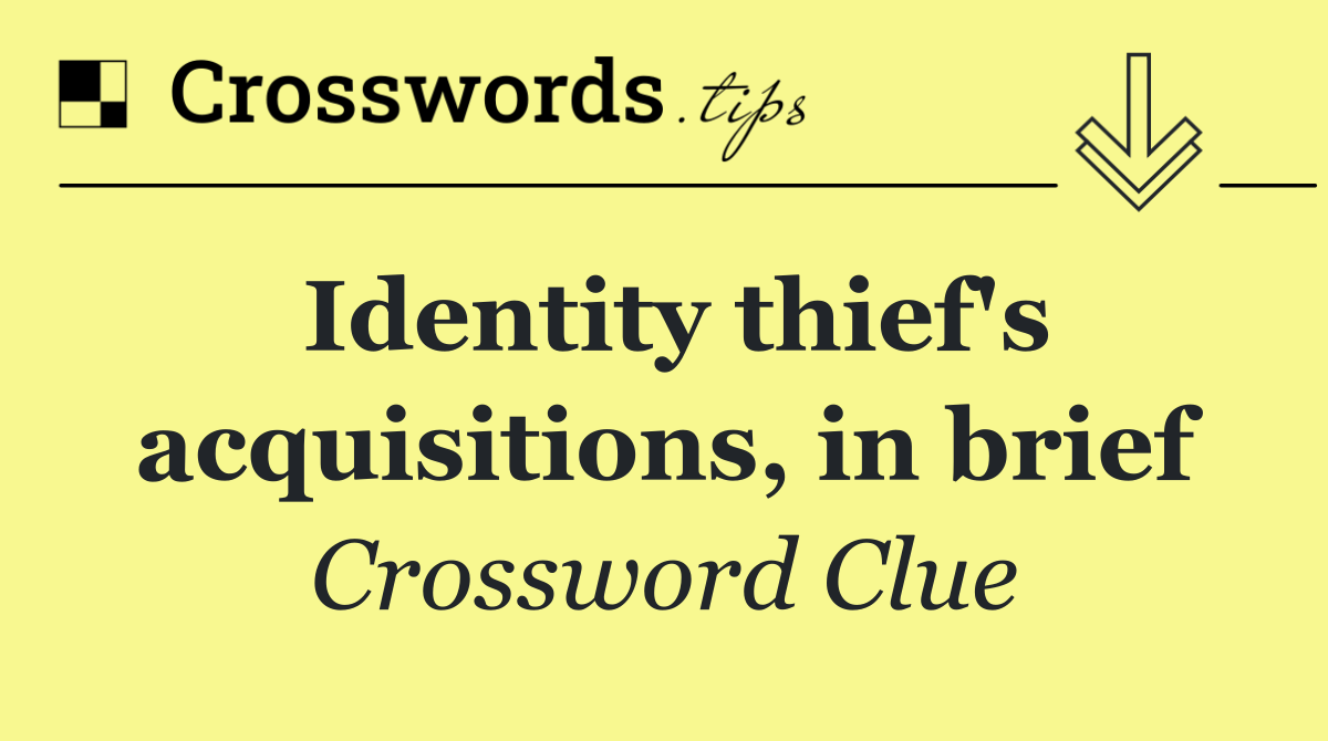 Identity thief's acquisitions, in brief