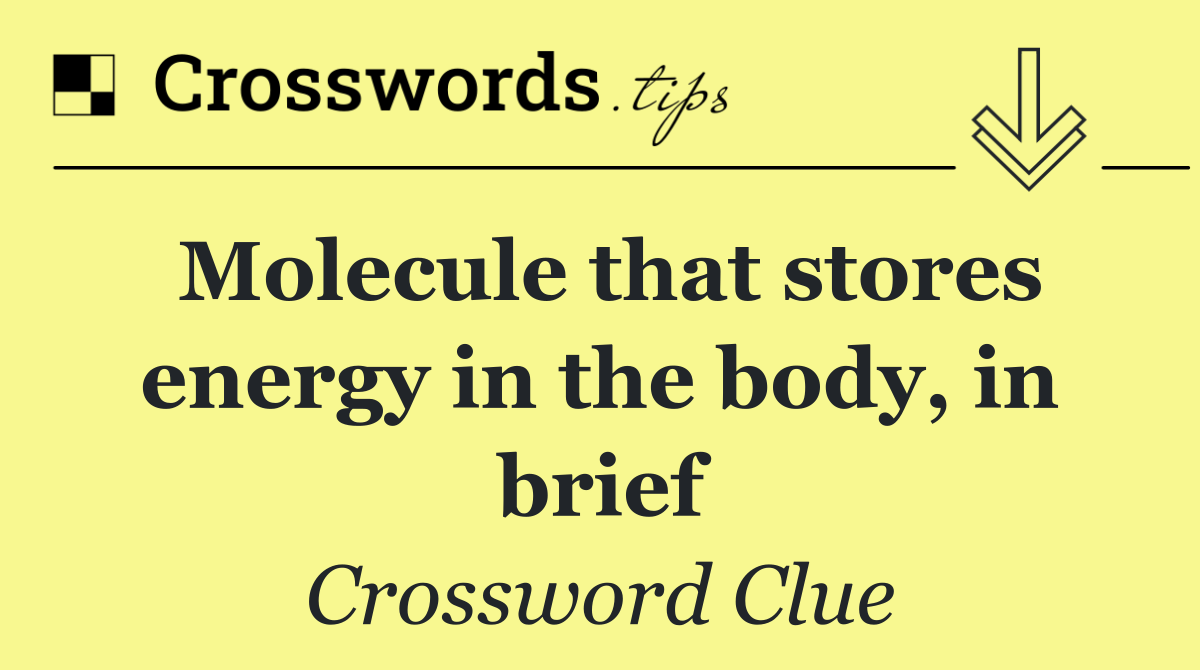 Molecule that stores energy in the body, in brief