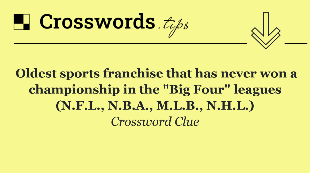 Oldest sports franchise that has never won a championship in the "Big Four" leagues (N.F.L., N.B.A., M.L.B., N.H.L.)