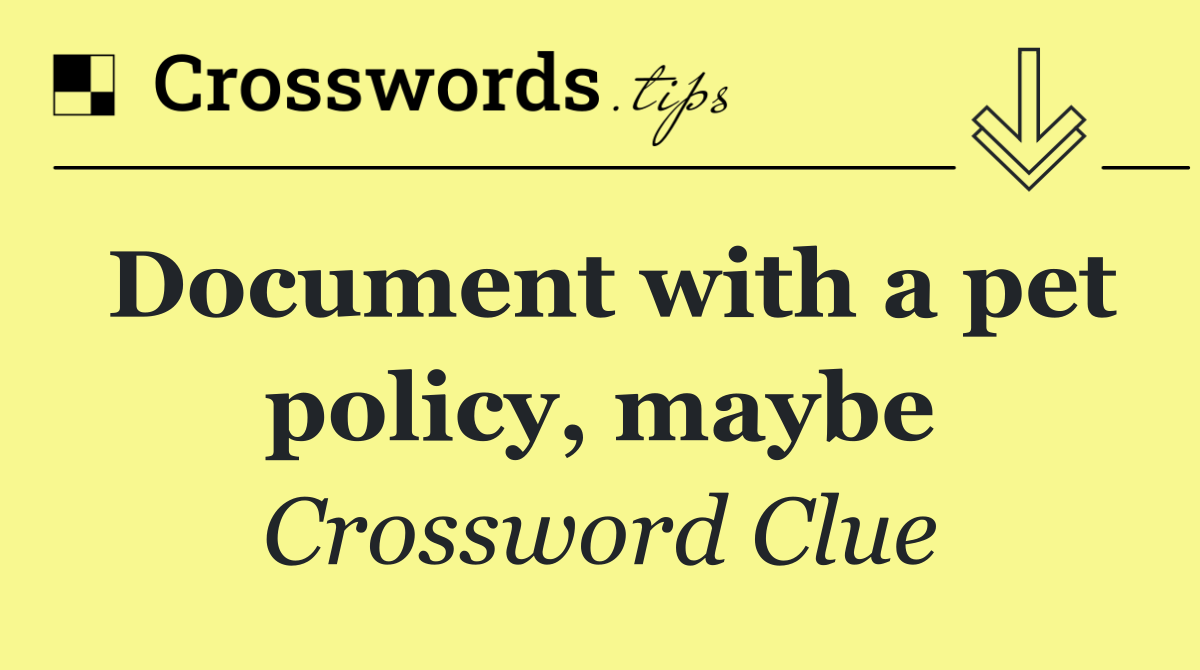 Document with a pet policy, maybe